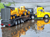 Remote Control Kids RC Lorry Truck Wagon And Trailer With Action Figures Building Site Mode Toy Set Digger Crane