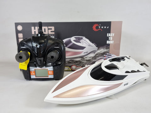 Remote Control High Speed Racing Boat H102 2.4GHz 4CH 28Km/Hr LCD Screen White