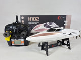 Remote Control High Speed Racing Boat H102 2.4GHz 4CH 28Km/Hr LCD Screen White