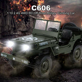 C606 Toy Car Military Model 1:10 Mini Jeep Remote Control Buggy 4WD RC Truck Off-Road