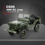 C606 Toy Car Military Model 1:10 Mini Jeep Remote Control Buggy 4WD RC Truck Off-Road